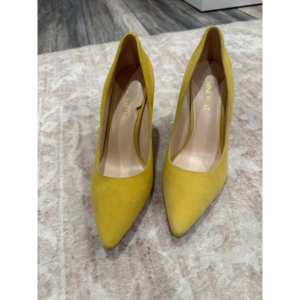 Nine‎ West Yellow Suede Pointed Toe Pumps Stiletto Heels Womens 6.5M